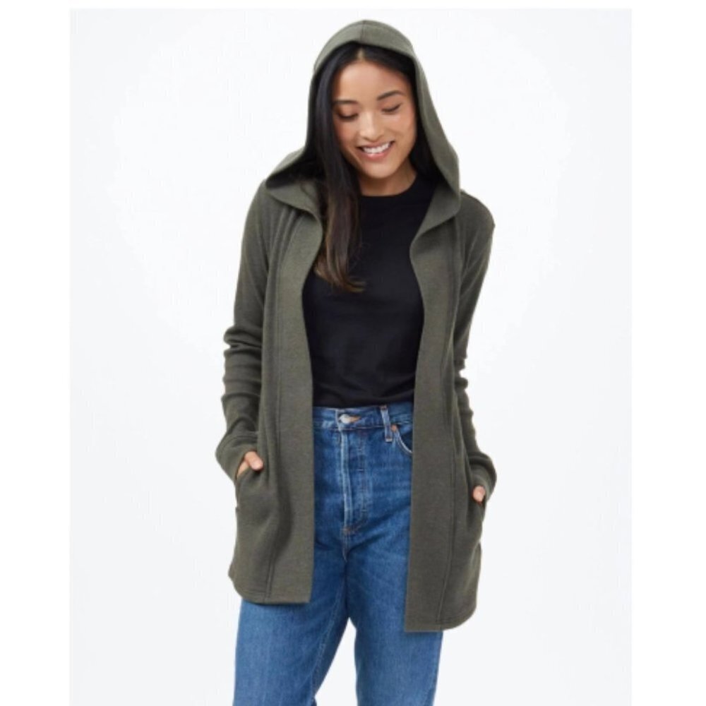 tentree Grey-Tinted Ivy Green TreeWaffle Knit Cardigan size XS